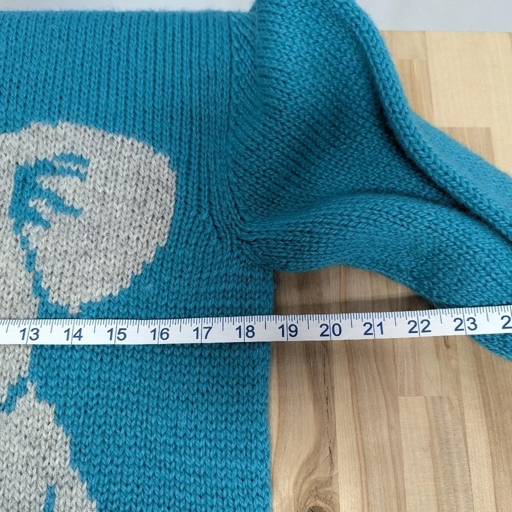 Vintage Glen Carron Koala Bear Teal Wool Sweater L Long New Zealand Handmade